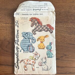 Vintage 50s/60s Simplicity Pattern for Stuffed Animals‎
